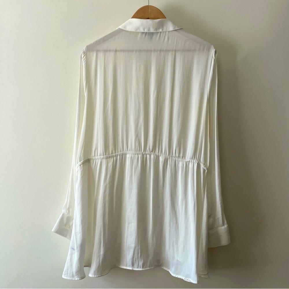 Simply Vera Vera Wang White Silky Blouse Top Collared Button-down Size XL - Picture 11 of 16